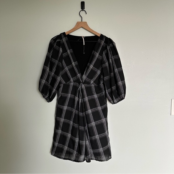 Free People Miss Molly Plaid Puff Sleeve Mini Dress - Picture 7 of 7
